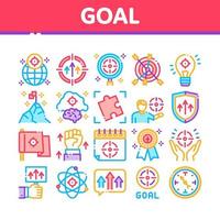 Goal Target Purpose Collection Icons Set Vector