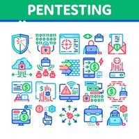 Pentesting Software Collection Icons Set Vector