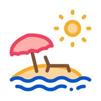 island with palm trees and sun icon vector outline illustration