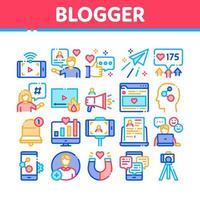 blogger internet social canal iconos conjunto vector