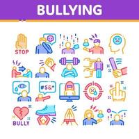 Bullying Aggression Collection Icons Set Vector