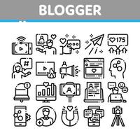 blogger internet social canal iconos conjunto vector