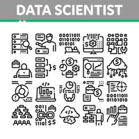 Data Scientist Worker Collection Icons Set Vector