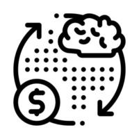 brain cycle and money icon vector outline illustration
