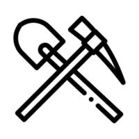 ilustración de contorno de vector de icono de pala y pico