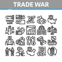 Trade War Business Collection Icons Set Vector