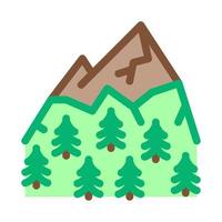 paisaje de montaña con ilustración de contorno de vector de icono de vegetación