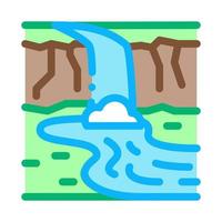 río actual con ilustración de contorno de vector de icono de puente