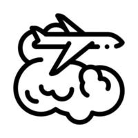 plane flies in clouds icon vector outline illustration