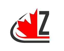 Canadian Red Maple leaf with Z letter Concept. Maple leaf logo design vector