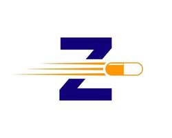 logotipo de medicina de la letra z con símbolo de píldora o cápsula de medicina vector