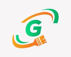 diseño de logotipo de pintura de casa letra g vector