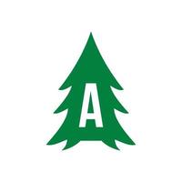 Letter A Pine Tree Logo Design vector