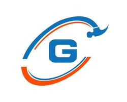 logotipo de reparación de la letra g. logotipo de construcción de viviendas vector