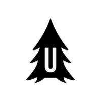 Letter U Pine Tree Logo Design vector