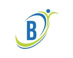 diseño del logotipo de fitness con letra b. bio, icono de salud. logotipo medico vector