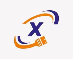 diseño de logotipo de pintura de casa letra x vector