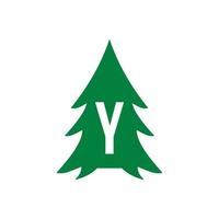 Letter Y Pine Tree Logo Design vector