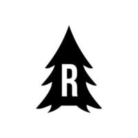 Letter R Pine Tree Logo Design vector