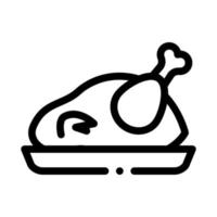 ilustración de contorno de vector de icono de pollo entero frito