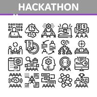 conjunto de iconos de colección de desarrollo de hackathon vector