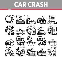 Car Crash Accident Collection Icons Set Vector
