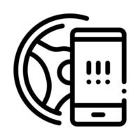 distracting phone while driving icon vector outline illustration