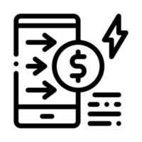 money transfer phone icon vector outline illustration