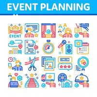 Event Party Planning Collection Icons Set Vector
