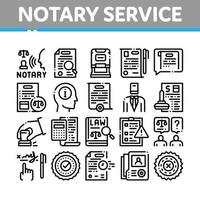 Notary Service Agency Collection Icons Set Vector