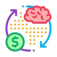 brain cycle and money icon vector outline illustration