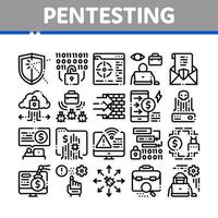 Pentesting Software Collection Icons Set Vector