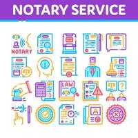 Notary Service Agency Collection Icons Set Vector