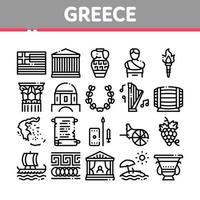 conjunto de iconos de colección de historia del país de grecia vector