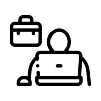 computer worker icon vector outline illustration