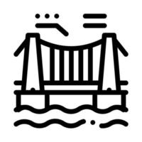 puente colgante en el agua icono vector contorno ilustración