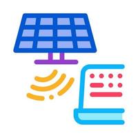 solar signal transmission to computer icon vector outline illustration