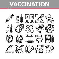 conjunto de iconos de colección de jeringas de vacunación vector