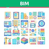 conjunto de iconos de modelado de información de construcción bim vector