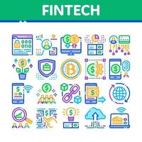 conjunto de iconos de colección de innovación fintech vector