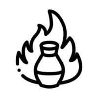 jarrón de arcilla en el icono de fuego ilustración de contorno vectorial vector