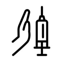 injection of syringe in hand icon vector outline illustration