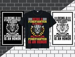 ser un vector de diseño de camiseta de cita de bombero