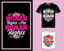 Women rights are human rights Women's Day t shirt and mug design vector