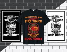 vector de diseño de camiseta de cita de bombero de esposa de bombero