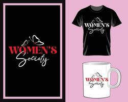 vector de diseño de camiseta y taza del día de la mujer de la sociedad de la mujer
