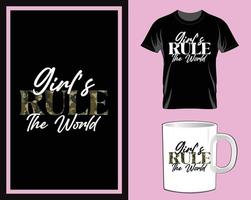 girl's rule el vector de diseño de camiseta y taza del día mundial de la mujer