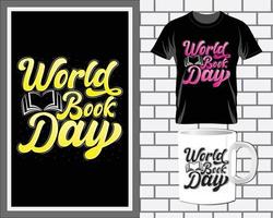vector de diseño de camiseta de tipografía de cotizaciones del día mundial del libro