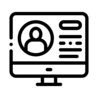 personal computer information about person icon vector outline illustration