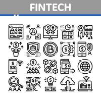 conjunto de iconos de colección de innovación fintech vector